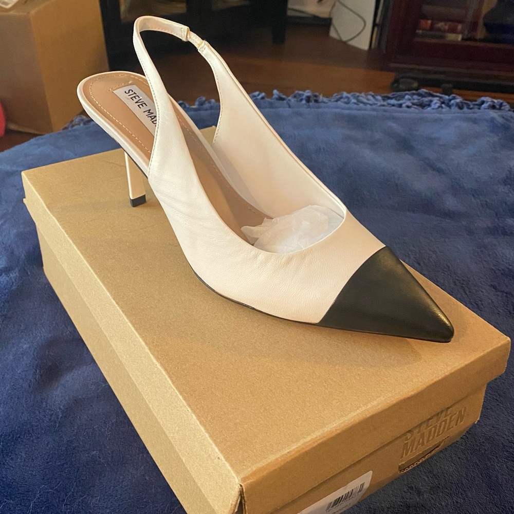 Steve Madden Black and Cream Heels